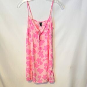 Pink Floral Slip Dress, Wild Fable Sz Sm, Flowers, Empire Waist, Elastic Back